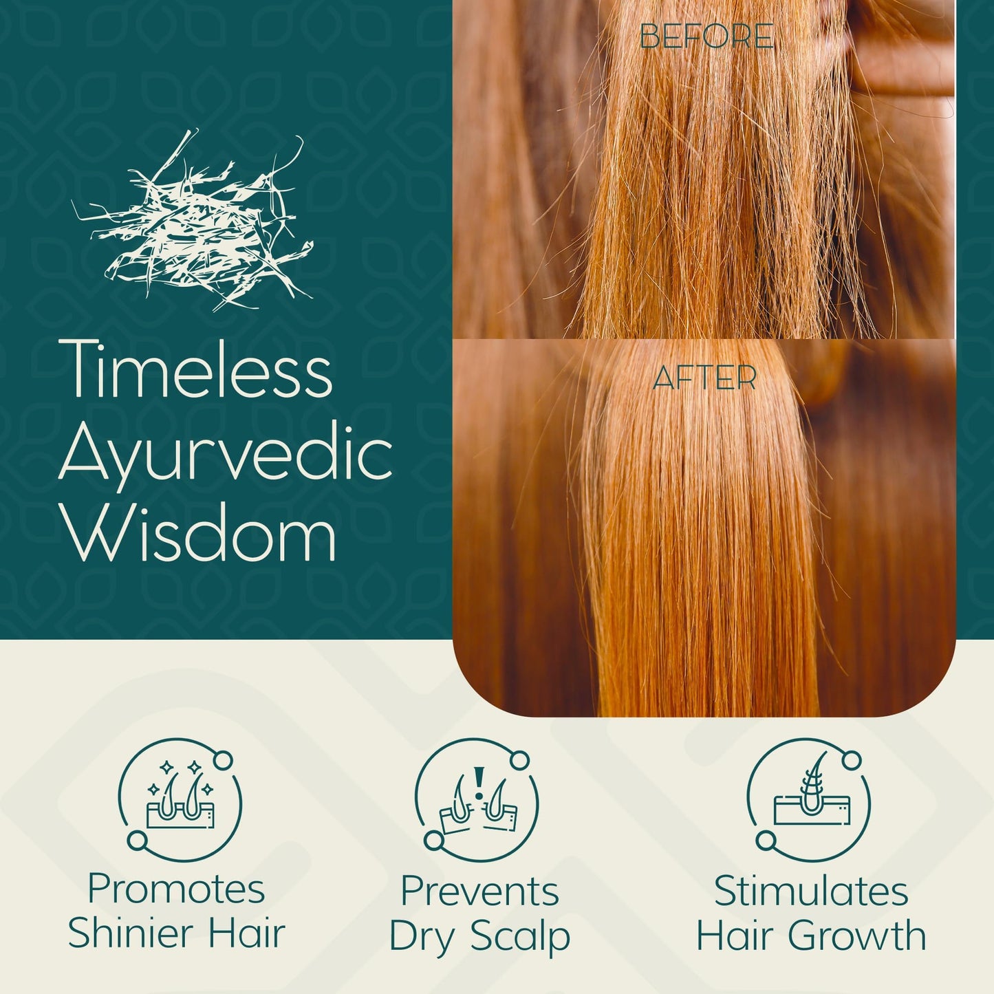 LUVIH Empyreal Shine Hair Serum with Ashwagandha, Amla & Rosemary Oils for Women & Men - Growth, Hydration - Ayurvedic Hair Care Essential, 50 mL
