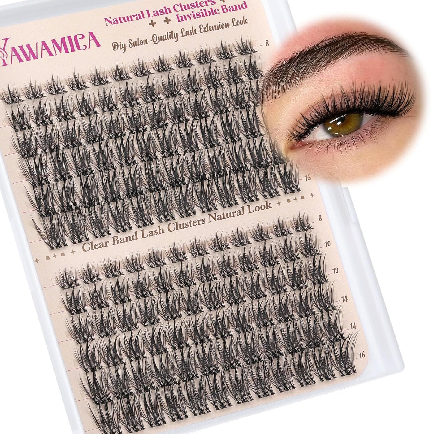 Eyelash Extension Kit - Fluffier Thick Volume 14-20mm D Curly Mink Lash Clusters | 240pcs DIY Individual Lashes with Bond, Seal & Applicator