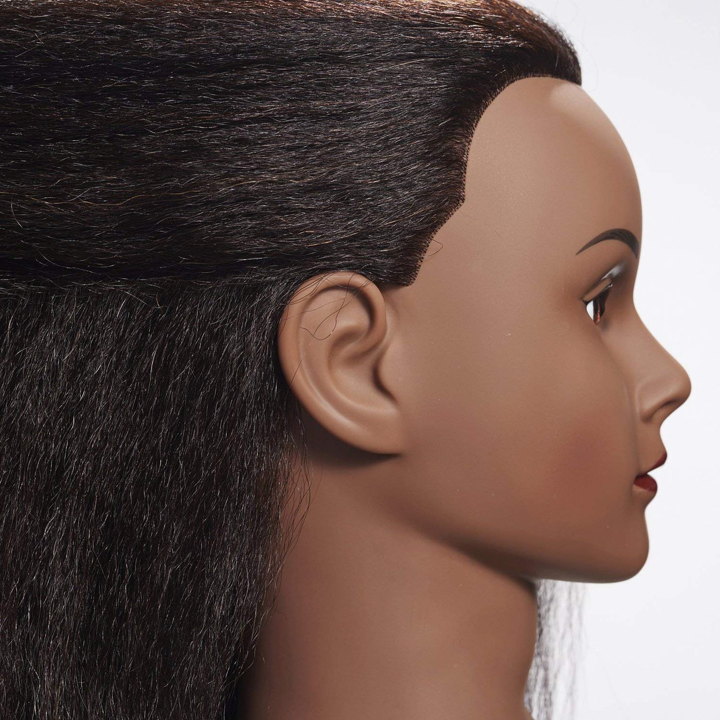 Mannequin Head 100% Real Hair 16-18 Inch Training Head Manikin for Hairdresser Training and Styling Practice Cosmetology Doll Head Practice Braiding Hair - With Clamp Stand
