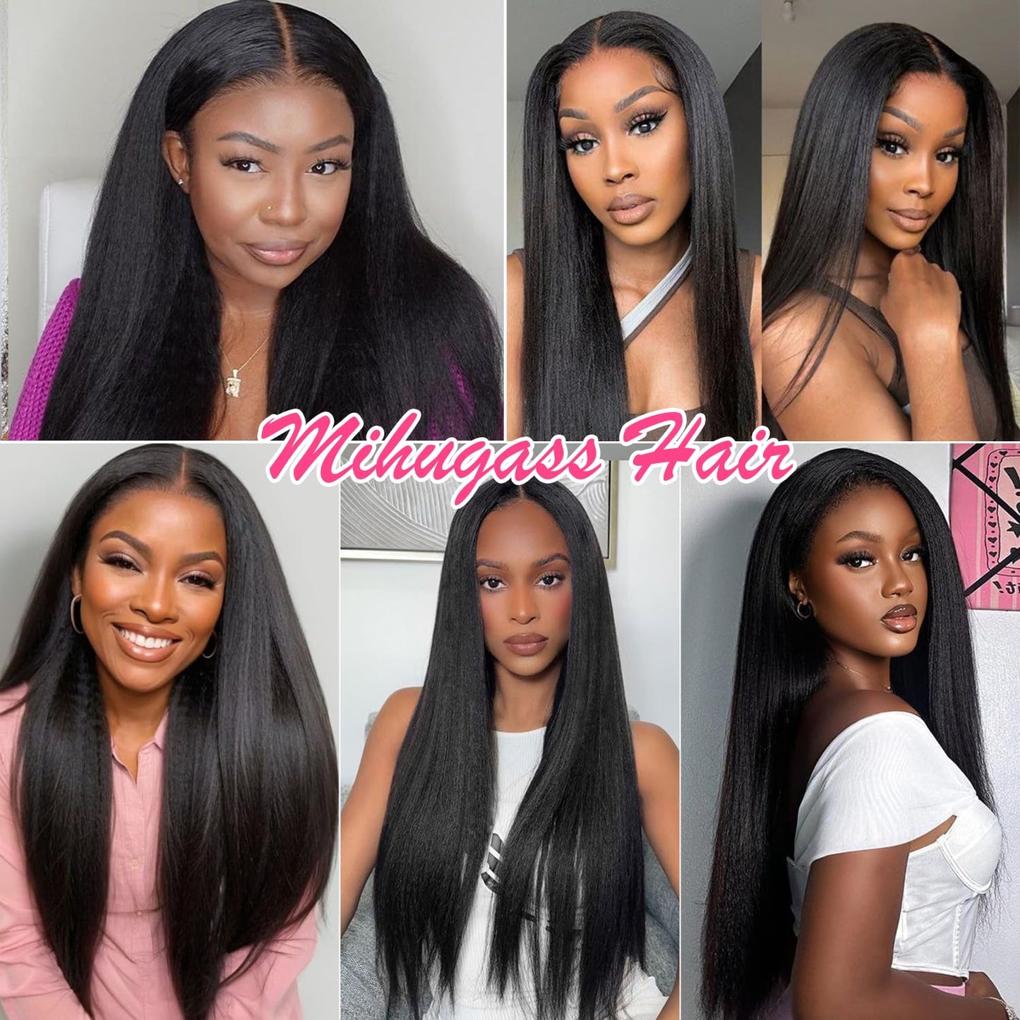 Mihugass Yaki Straight Human Hair Clip Ins Real Human Hair PU Seamless Clip Ins Natural Blend Low Shine Soft Full Hair Extensions for Black Women 22 Inch 8Pcs 120 Grams
