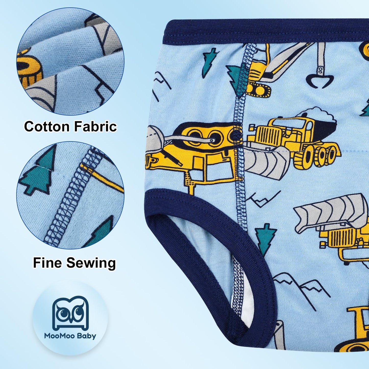 MooMoo Baby Training Underwear 10 Packs Absorbent Toddler Potty Training Pants for Boys and Girls Cotton 4T