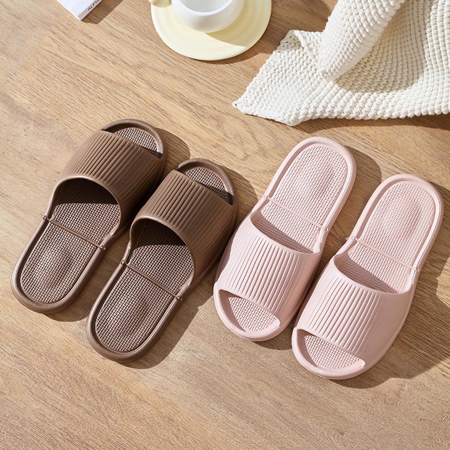 LUNASCULP Shower Shoes Travel Foldable Portable Non Slip Slippers for Hotel Guests Swimming Spa Unisex Men Women Lightweight EVA Bathroom Slides Quick Drying Water Resistant Footwear