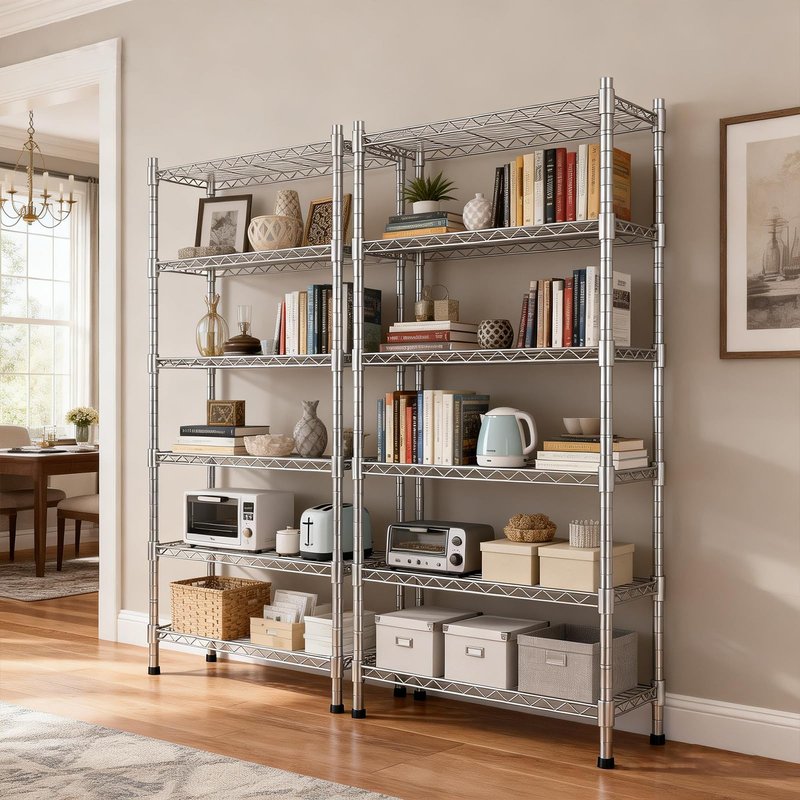 AIRAJ 33”W Storage Shelves with Wheels | 5 Tier Wire Shelving | 1500 LBS Metal Shelving | Garage Shelving Units and Storage | Wire Rack Adjustable Layer Height | 33”W×13”D×73” H| Electroplated Silver