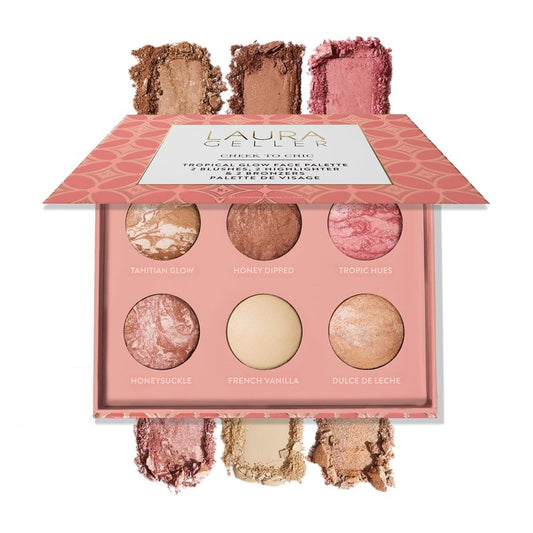 Cheek to Chic Tropical Glow Baked Face Palette - 2 Blushes, 2 Bronzers & 2 Highlighters