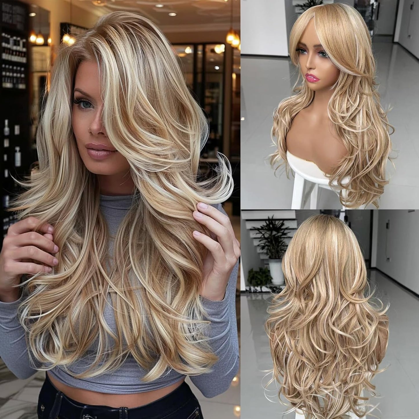 Layered Wavy Wigs for Women - Synthetic Butterfly Haircut, Natural Black, Heat Resistant | Perfect for Daily & Party Use