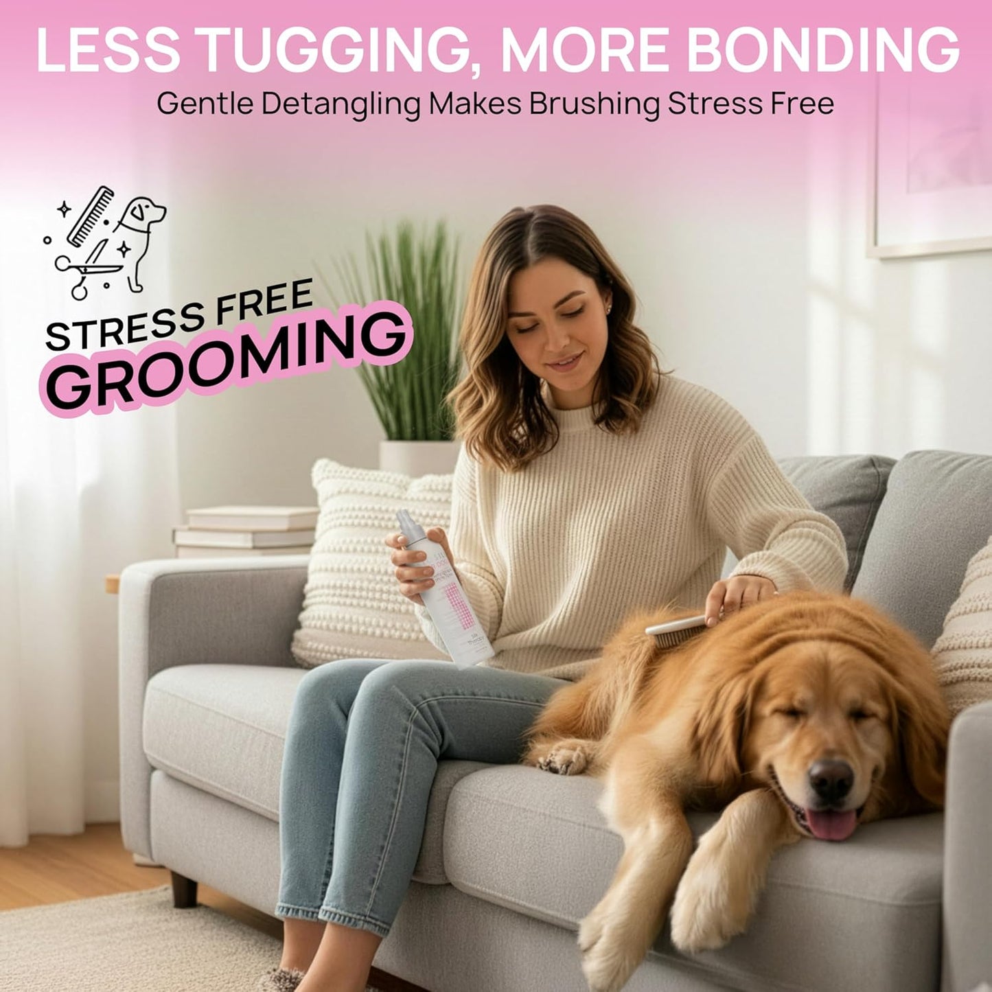 BioSilk for Dogs Detangling & Shine Spray - pH Balanced Leave-In Mist with Silk & Vitamins | 8 Fl Oz