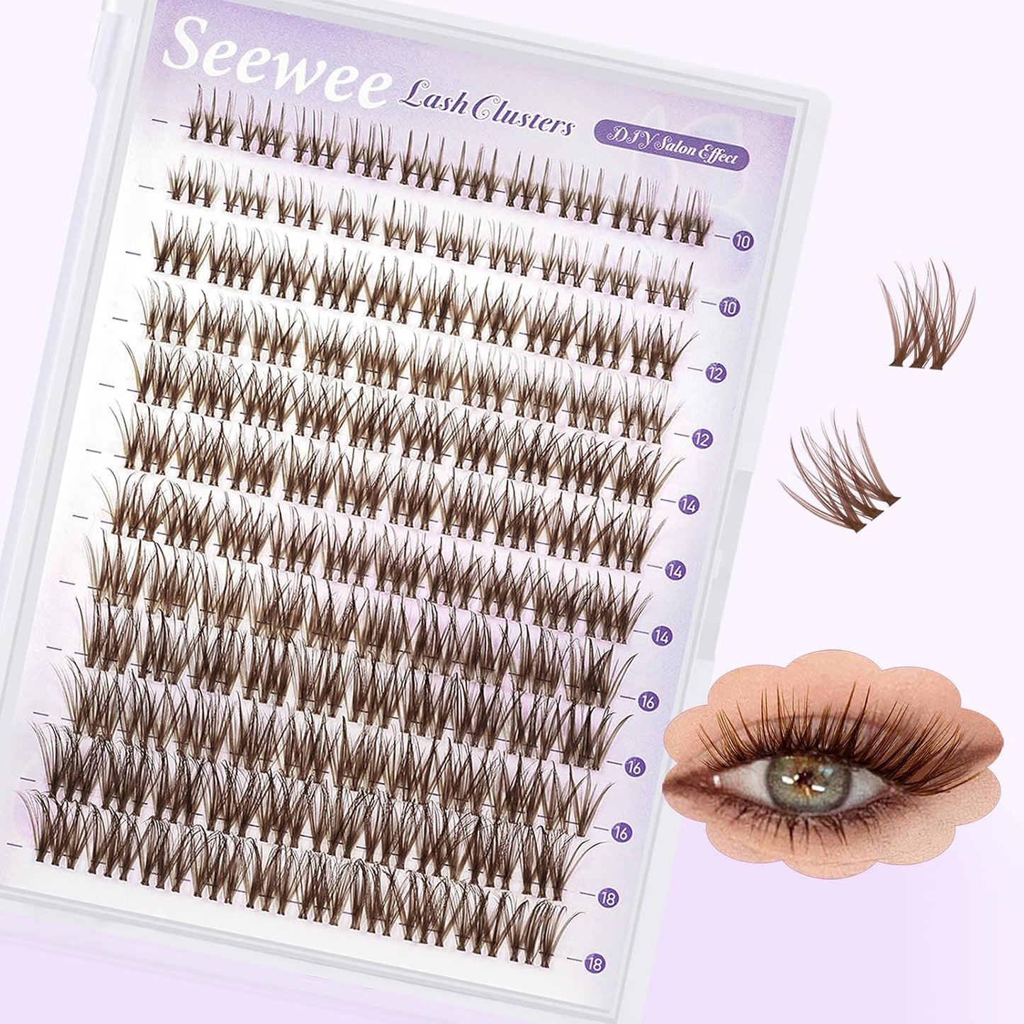 Brown Lash Clusters | 10-18mm D Curl Dark Brown Individual Eyelash Extensions - 120pcs DIY Wispy Design