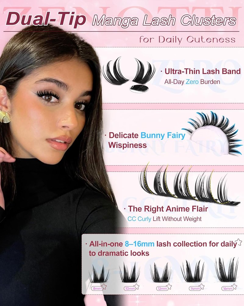 Bunny Lash Clusters - Wispy Manga Eyelash Extensions | Anime Fairy Individual Lashes 8-16mm