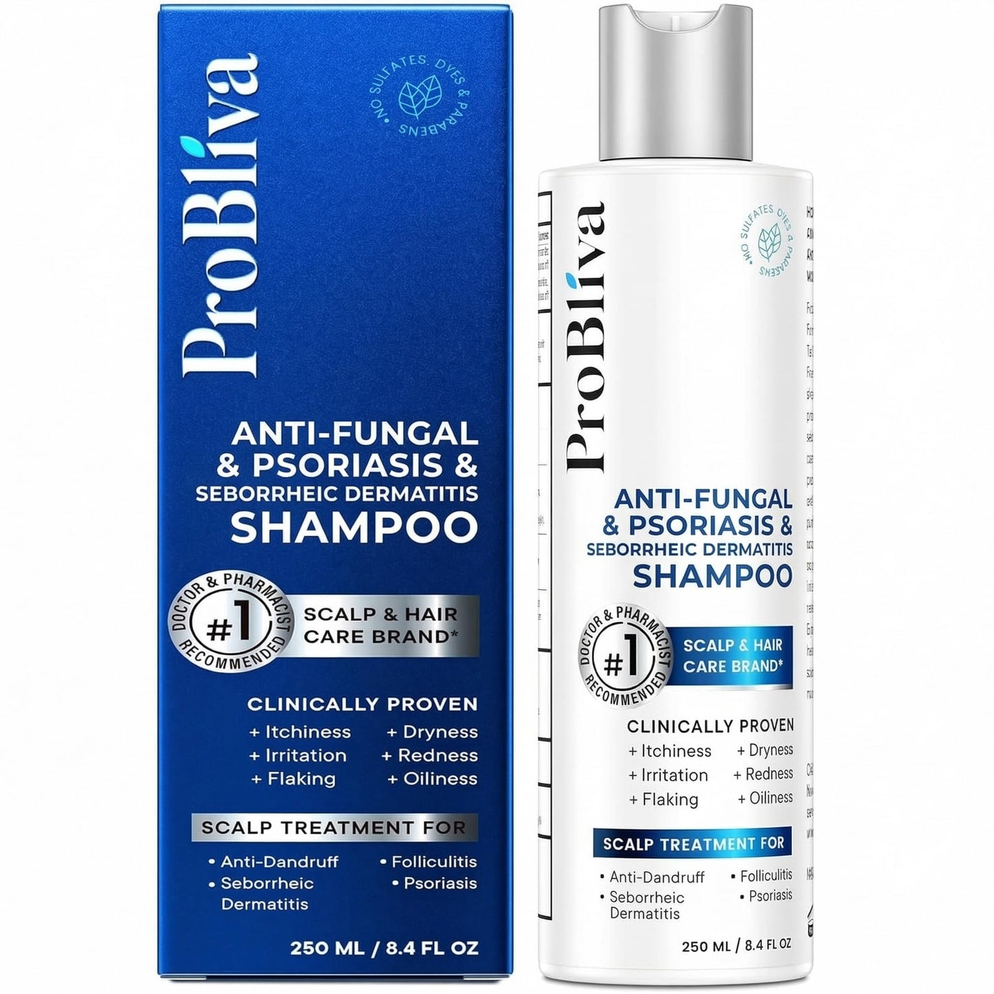 ProBliva Psoriasis Shampoo – Maximum Strength Scalp Treatment for Dandruff, Folliculitis, Dry, Itchy & Flaky Scalp – Clinical Anti-Dandruff Scalp Care (8.4 fl oz)