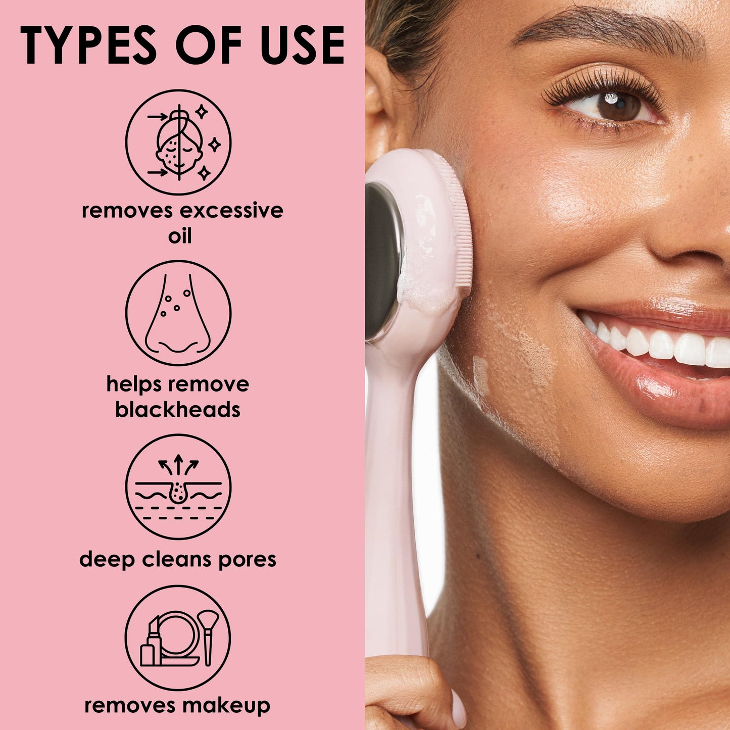 JAPONESQUE SKINTherapy Rejuvenating Sonic Facial Cleanser, Rechargeable Waterproof Cleansing Device with Silicone Brush - Lift, Firm, and Tone Skin