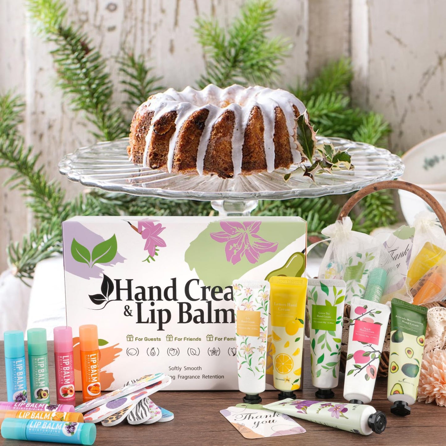 Hand Cream and Lip Balm Gift Set - 24 Bulk Party Favors for Baby Showers, Weddings & Bachelorette Parties | Ideal for Women & Adults