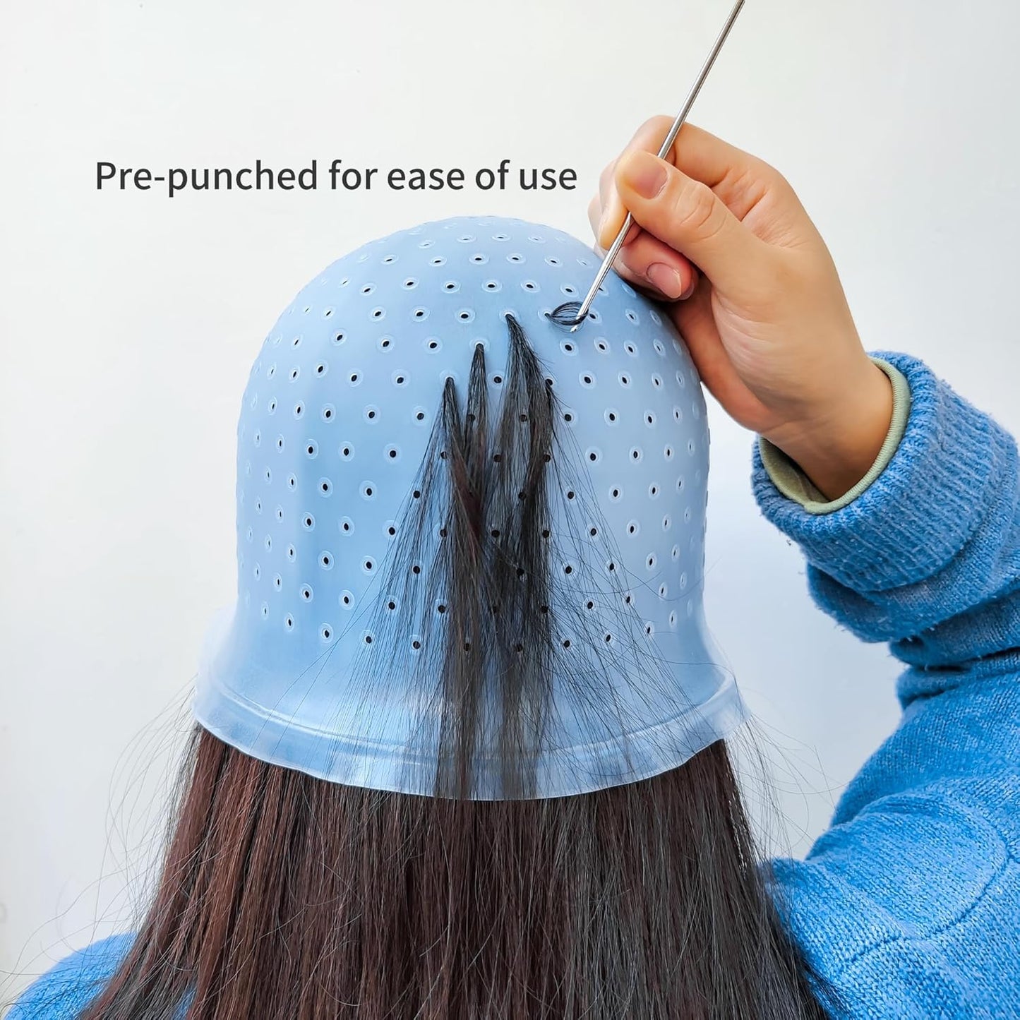 Losaria 9-Piece Hair Highlighting Kit - Reusable Silicone Cap with Holes for DIY Hair Dyeing | Perfect for Frosting Highlights