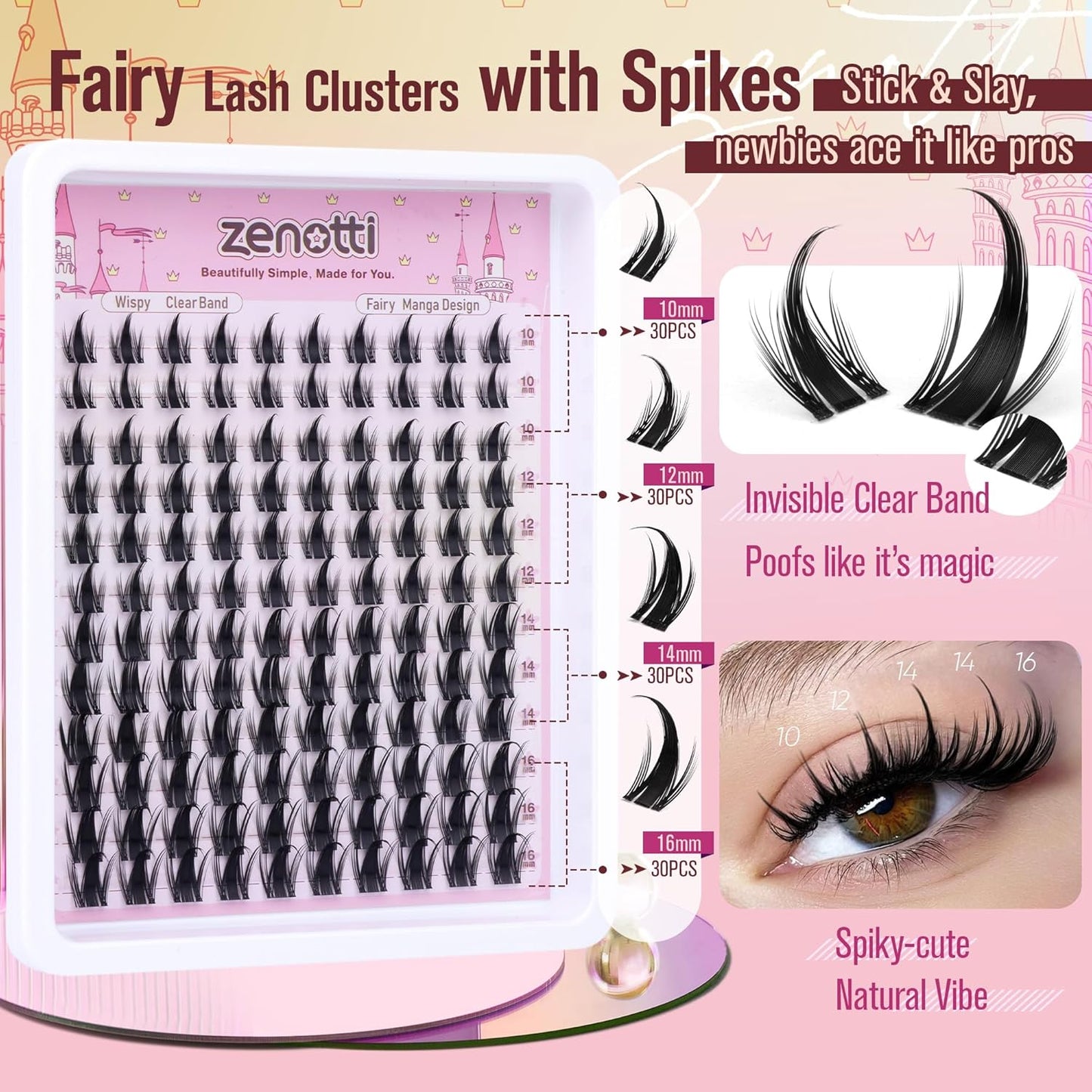 Manga Lash Clusters - Spiky Anime Eyelash Extensions | Natural Wispy Individual Lashes, 10-16MM, 120PCS