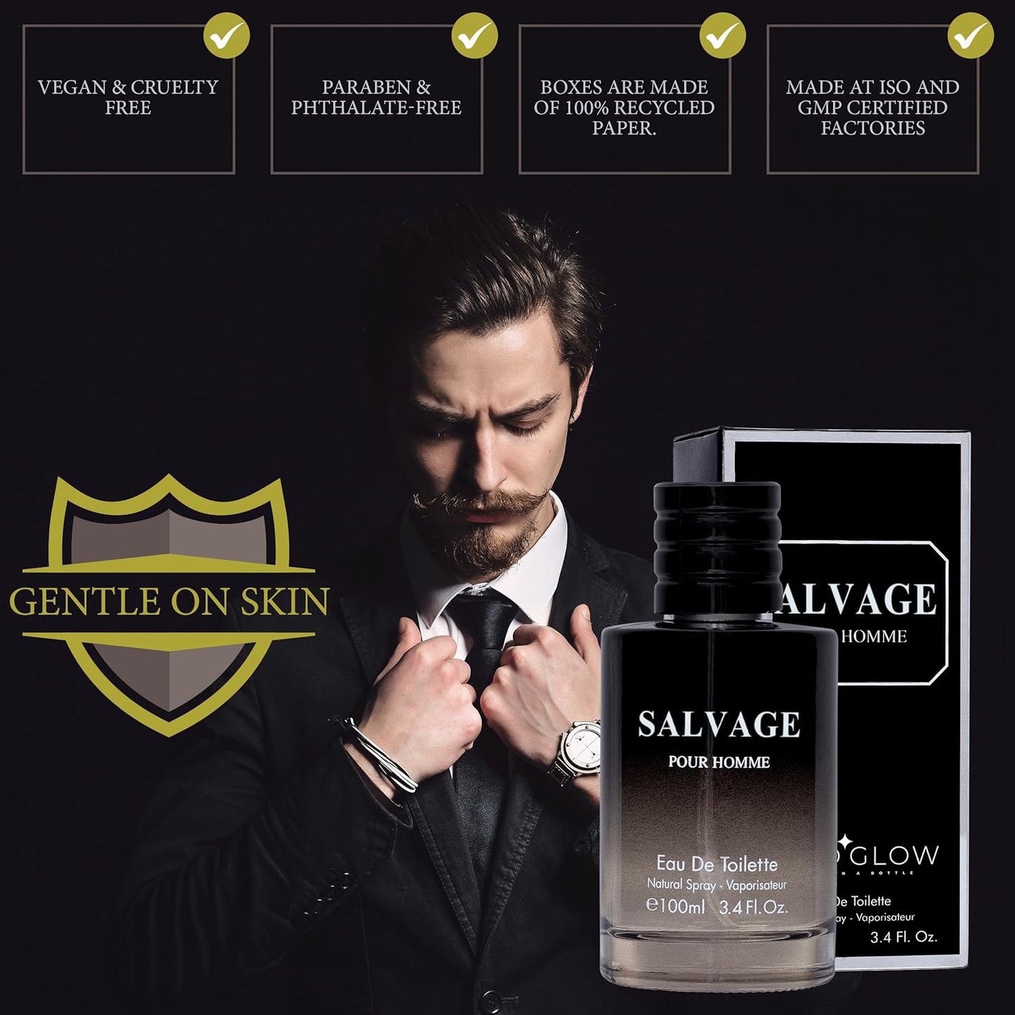 Men's Eau De Toilette Spray - Refreshing & Warm Casual Cologne | 3.4 Oz - Perfect Holiday Gift