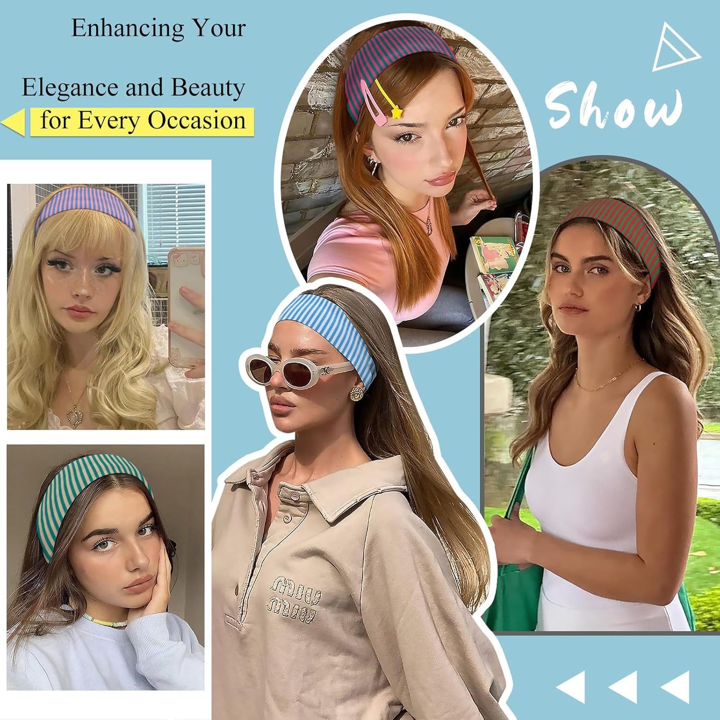 4 Pcs Striped Headbands for Women - Workout & Yoga Hair Bands | Stylish Hair Accessories