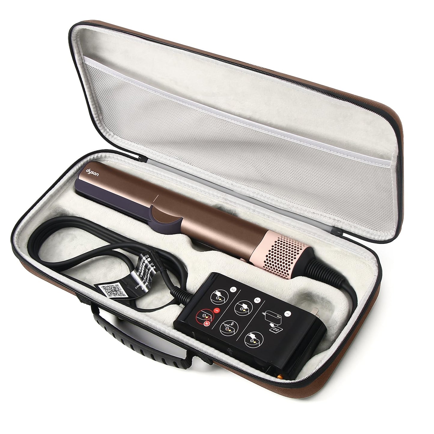 LIUIIVIRI Hard Travel Case Compatible with Dyson airstraight HT01 Hair Straightener & Power Supply, Waterproof and Shockproof Storage carrying case (Brown)