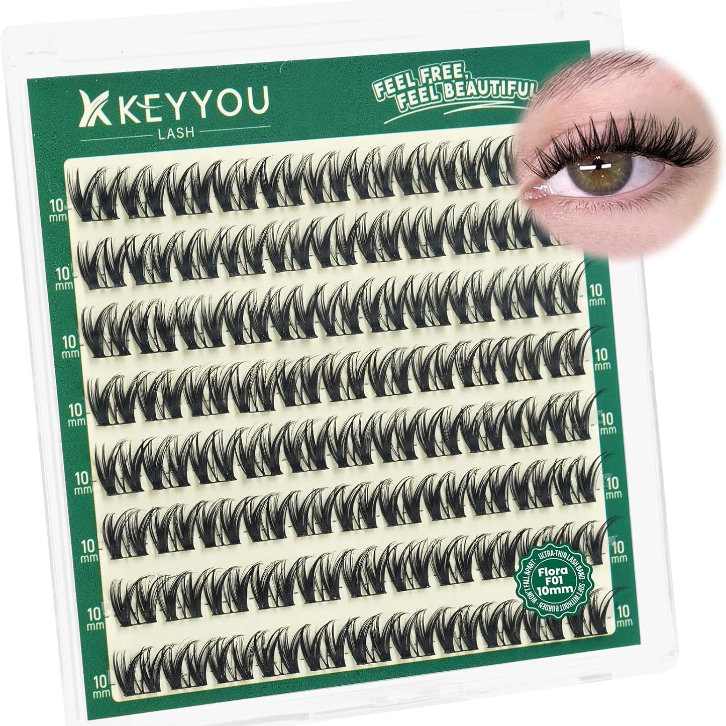 Manga Brown Lash Clusters Kit - Natural Fluffy Individual Eyelash Extensions | DIY Clear Band Lashes with Bond & Seal Glue