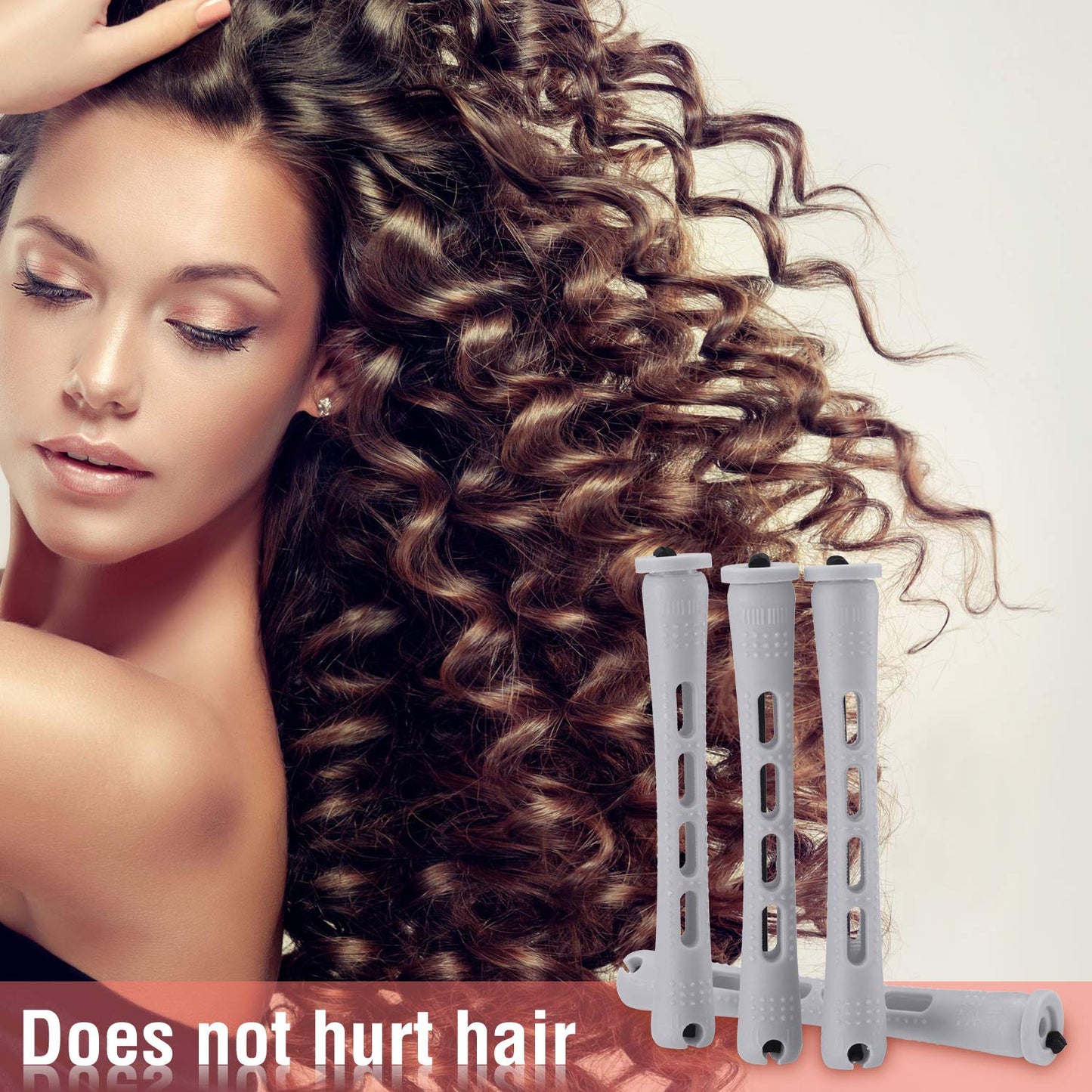 WILLBOND 60 Pcs Cold Wave Perm Rods - Plastic Curling Rollers for Long Hair | 0.59 Inch, Gray