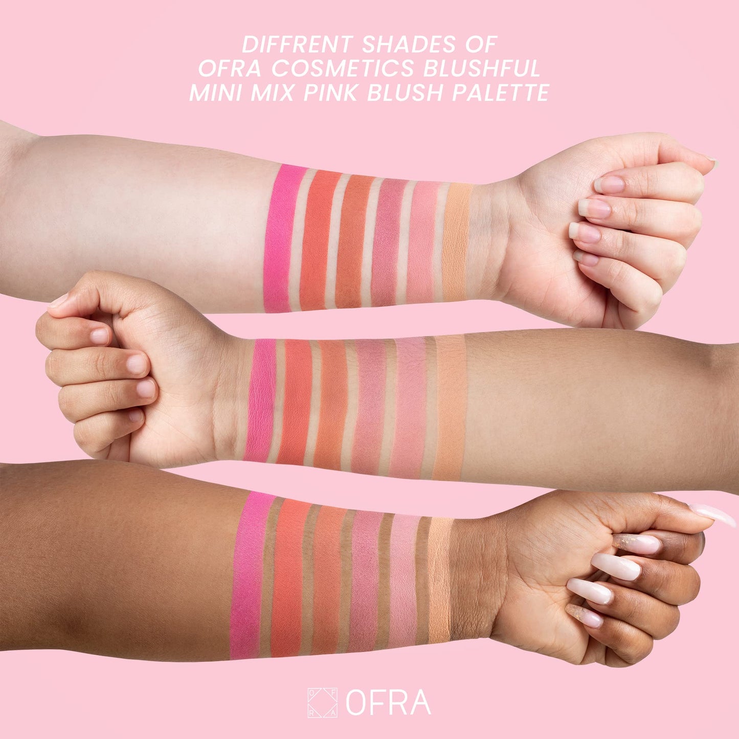 OFRA Face Palette with Blush & Highlighter, Travel Makeup Palette, Mini Mix Face Palette Blushful