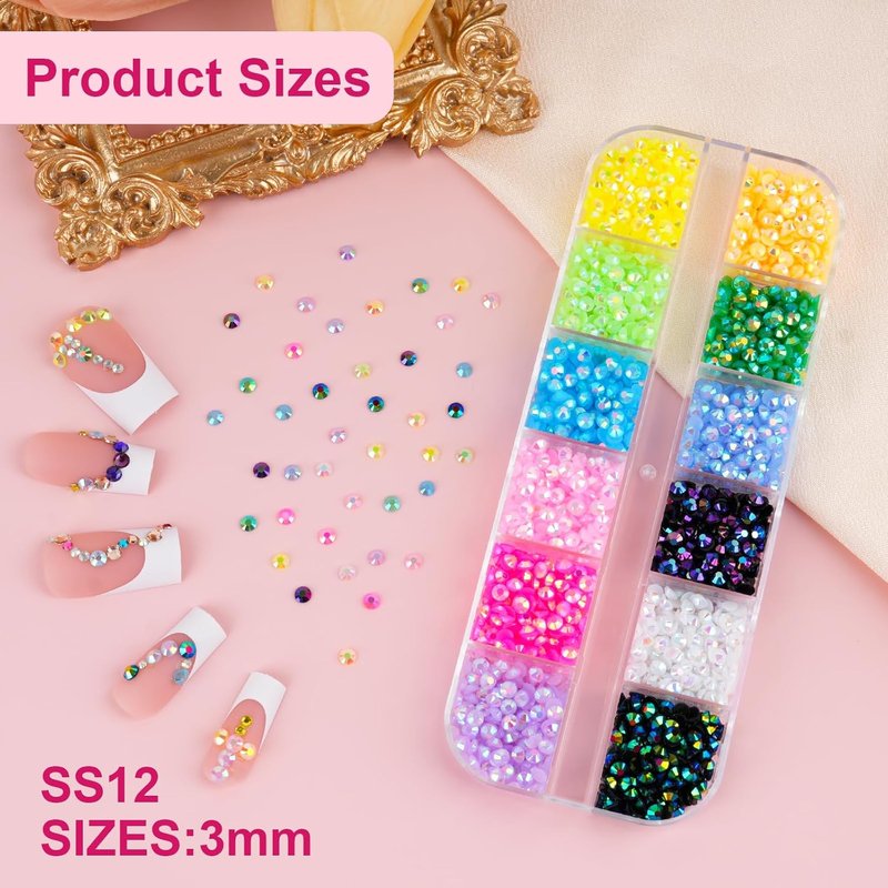 Resin Jelly Rhinestones - 6000 Pcs Multicolor 3mm Flatback Gems | DIY Crafting, Nail Art & Bedazzling