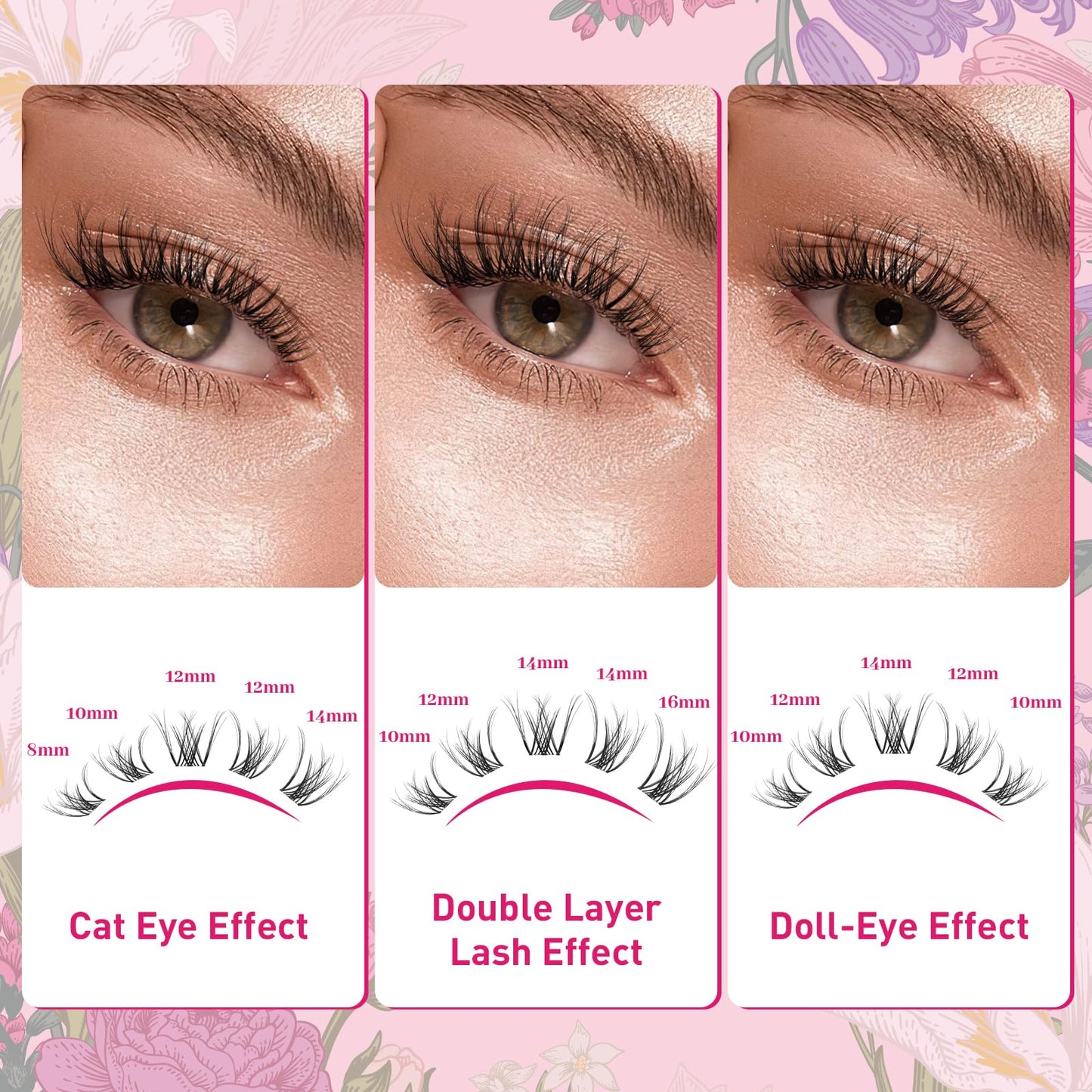 PRO DIY Lash Extension Kit 280Pcs Lash Clusters Kit Eyelash Extension Kit with Lash Bond and Seal Applicator Individual Lashes Kit Eyelash Brush Various Styles Easy to Apply at Home (30D+40D-9-16mix)
