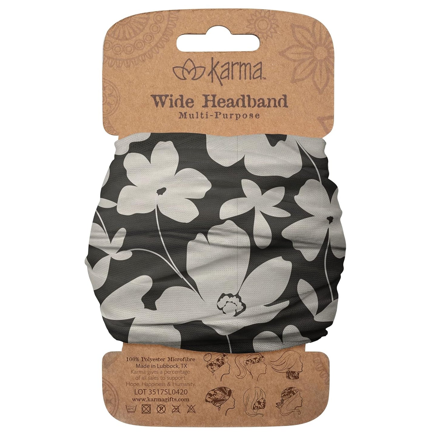 Floral Headband for Women - Teal/Apricot Split Design | Wide Fabric & Stretchy Hair Scarf