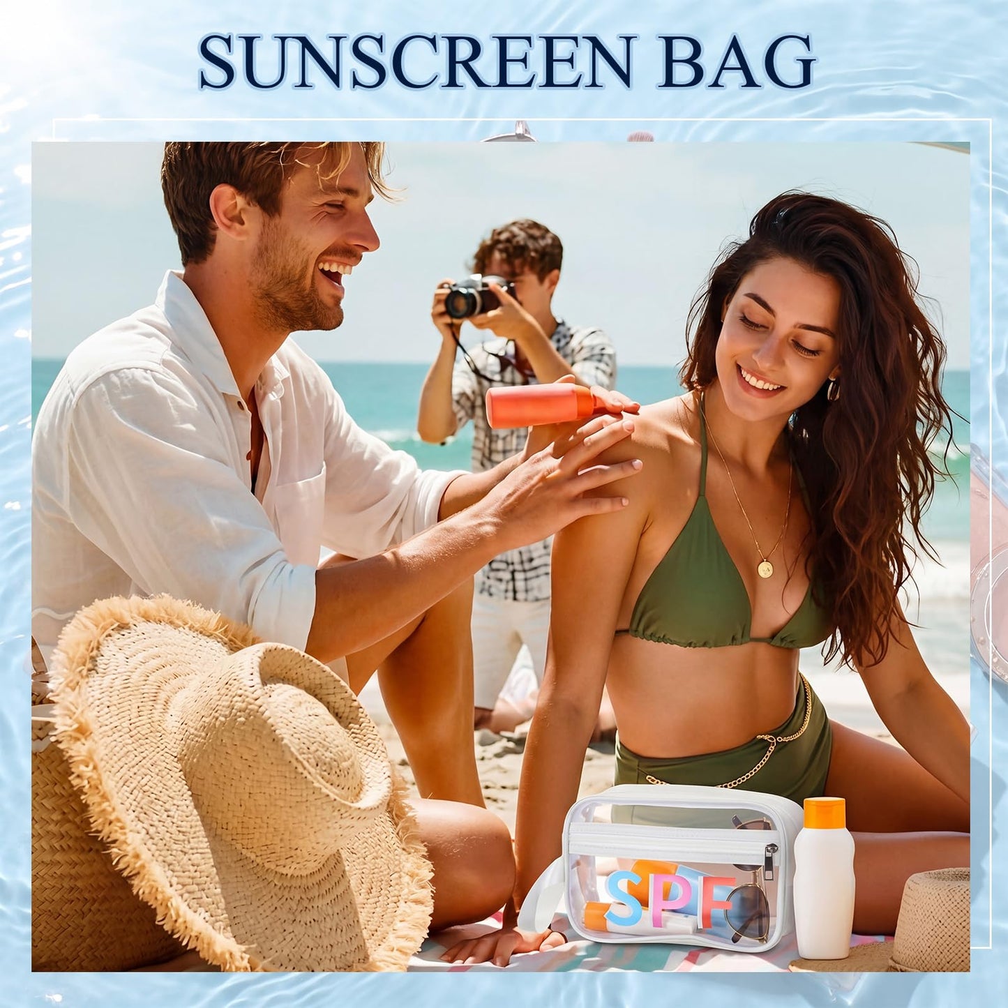 SilTriangle 6 Pcs Clear Toiletry Bag Bulk 5.7 x 9.25 Sunscreen Bag Beach Vacation Essentials for Women Waterproof Spf Makeup Pouch Travel Cosmetic Pouch Gift for Women Girls Summer Beach Pool