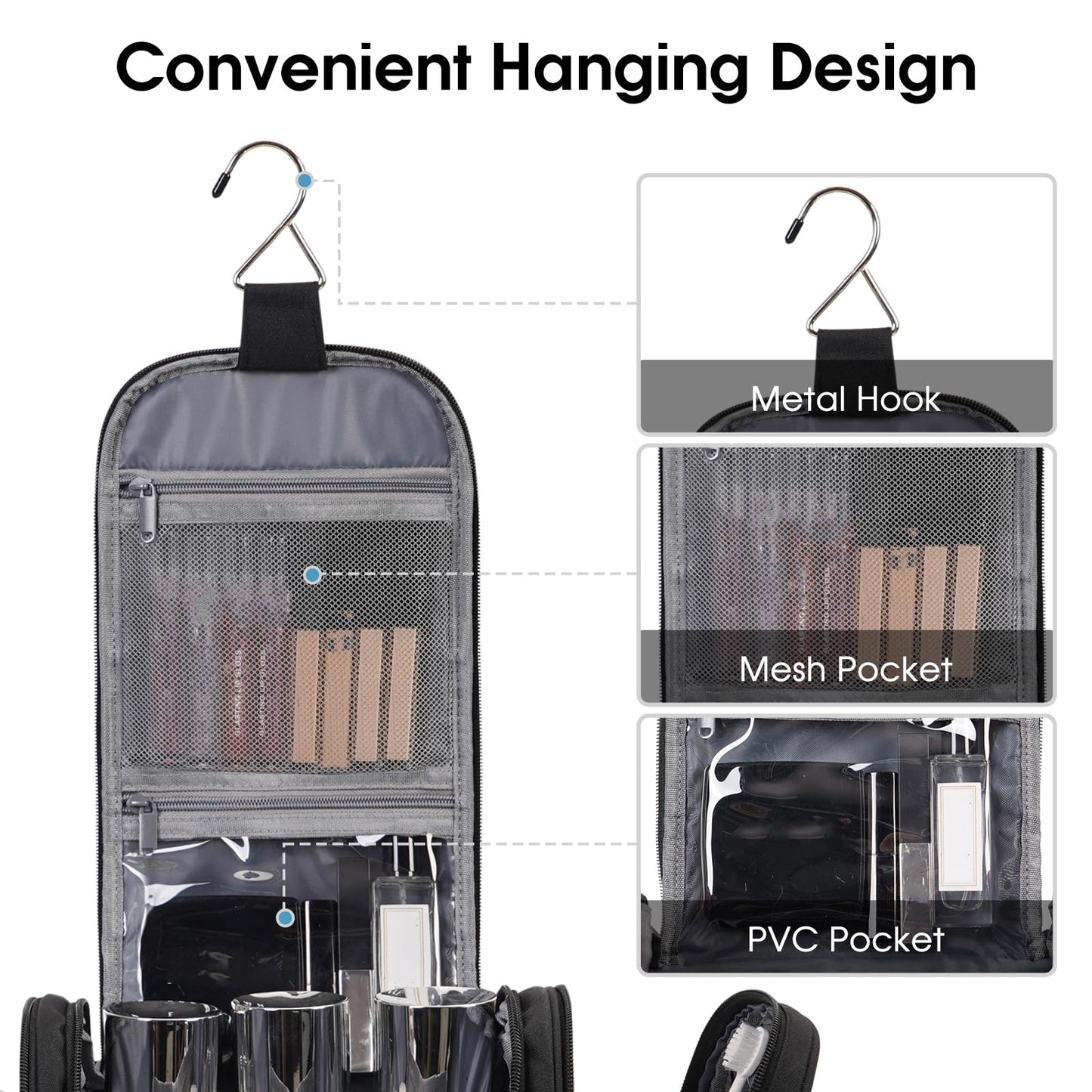Narwey Hanging Toiletry Bag for Women Travel Makeup Bag Organizer Toiletries Bag for Cosmetics Essentials Accessories