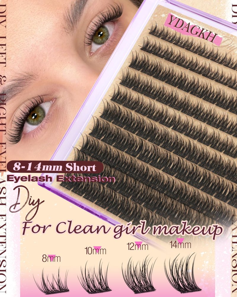 Natural Cluster Eyelashes - Short Lash Clusters 8-14mm | Ultra-Thin Band, DIY Silk Mink Extensions
