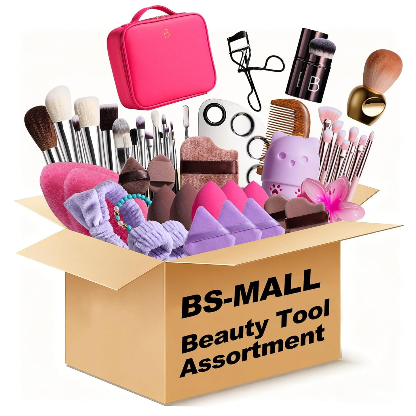 Makeup Brushes Set - Professional Beauty Tools Collection with Makeup Bag, Sponge & Hair Ties | Ideal for Daily Use & Travel (Large)