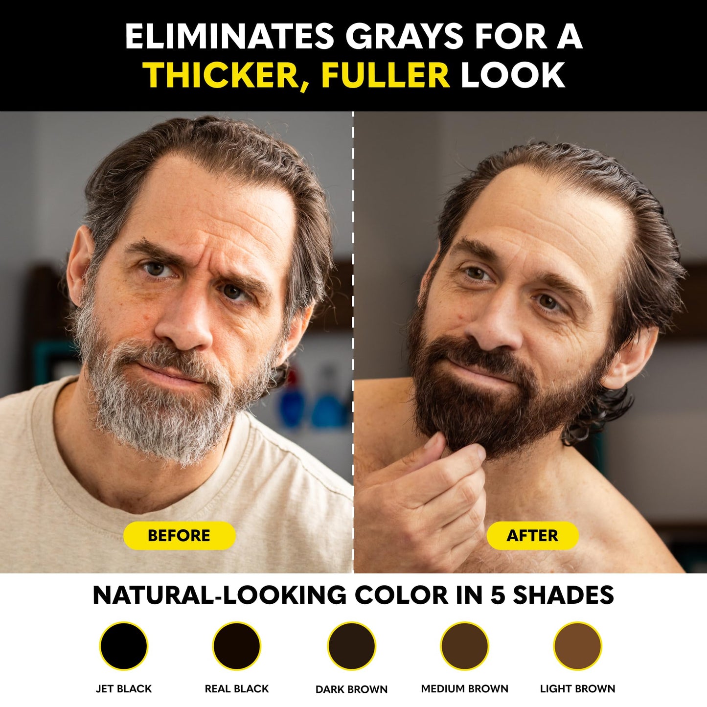 The Beard Club Permanent Hair & Beard Dye for Men – Professional Quality Mustache Dye, Hair Color for Men, Covers Grays, All in One Reusable 5 Minute Color Kit – Real Black
