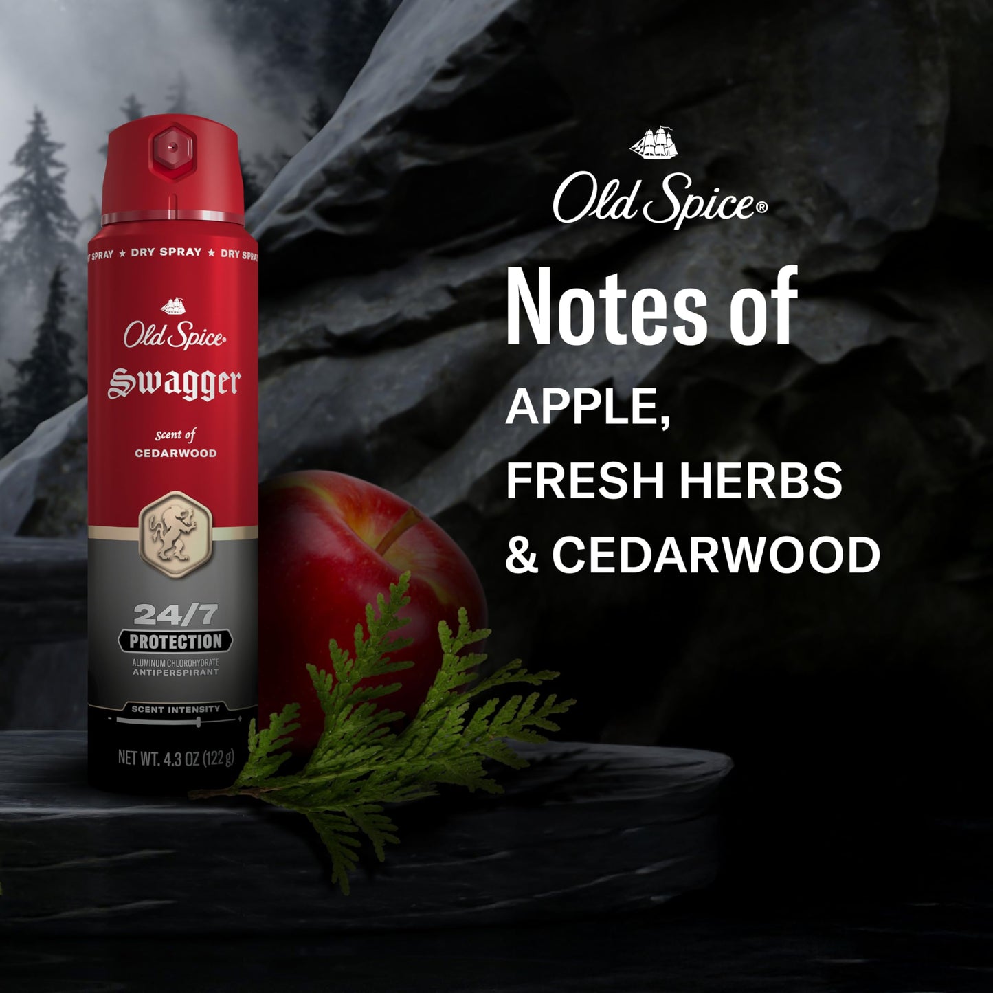 Old Spice Dry Spray Antiperspirant Deodorant for Men, 24/7 Sweat & Odor Protection, 24/7 Sweat Defense & Lasting Freshness, Swagger with Cedarwood Scent, 4.3 oz (Pack of 3)