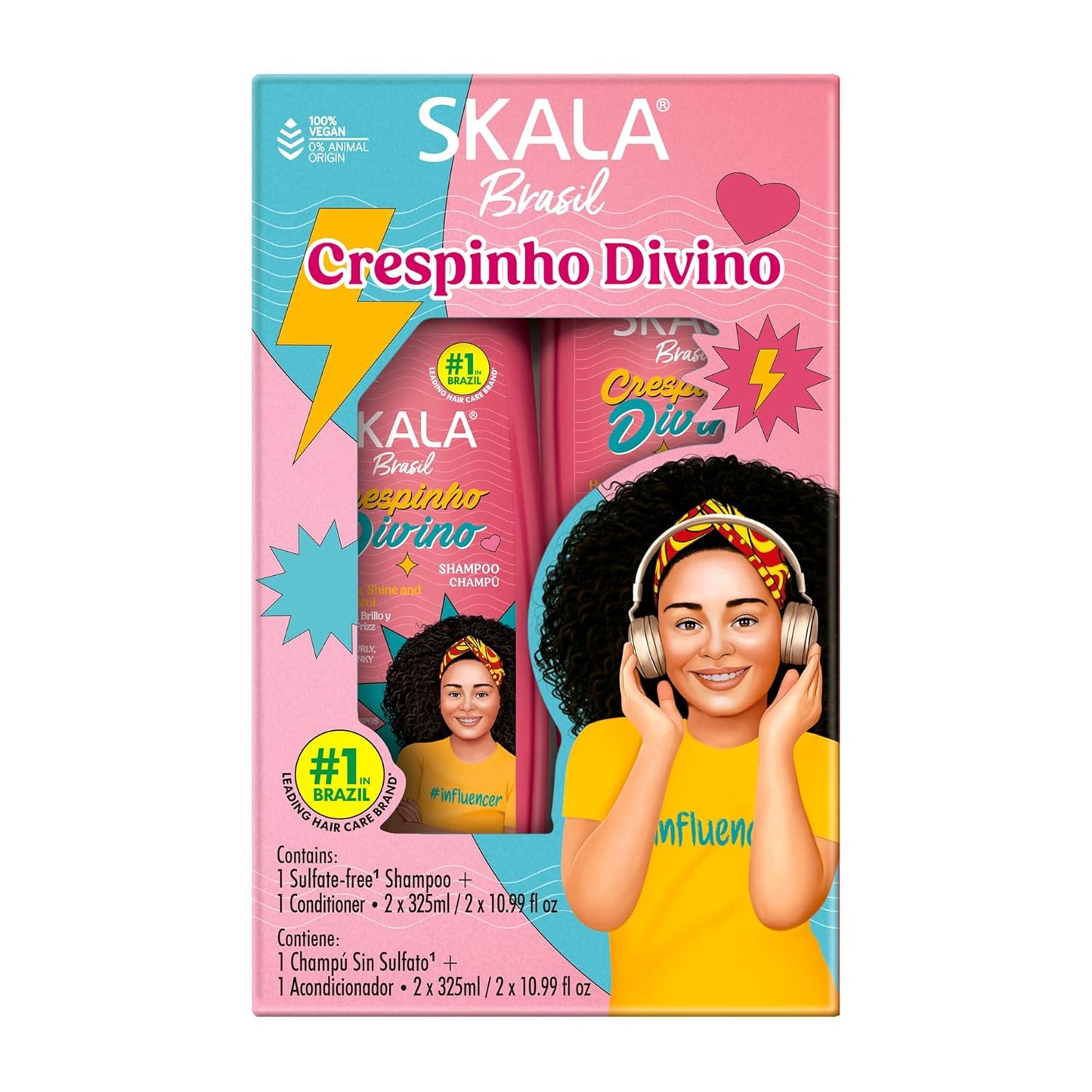 SKALA Kids Curly Hair Shampoo & Conditioner Set - Moisturizing Anti-Frizz Care | 10.9 fl oz Each