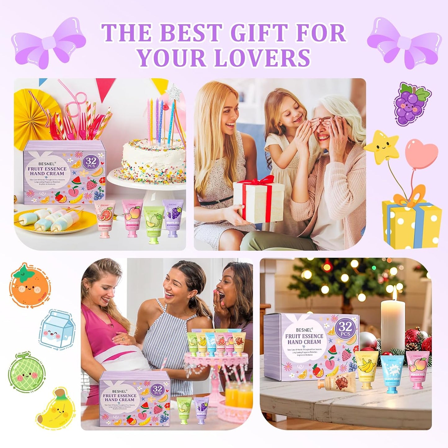 BESNEL Hand Cream Gift Set - 32 Pack Mini Lotion for Dry Cracked Hands | Perfect for Birthdays, Graduations & Teacher Appreciation