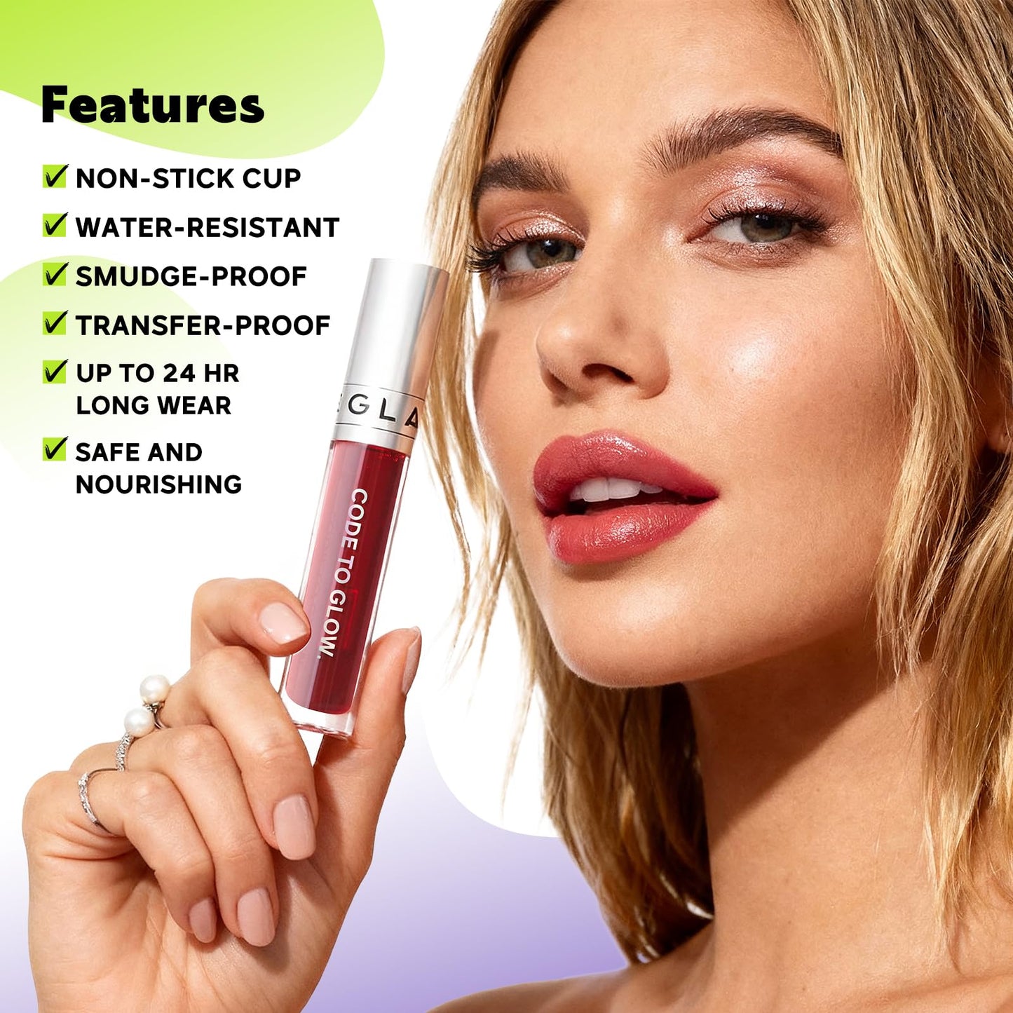 Glam Code Wipe-Off Lip Tint, Long-wearing Matte Lip Stain Non-stick to Cup Infused with Shea Butter & Vitamin E Care For Your Lips Highly Pigmented Vibrant Kiss-Proof Lip Stain - 03# Cherry Pink