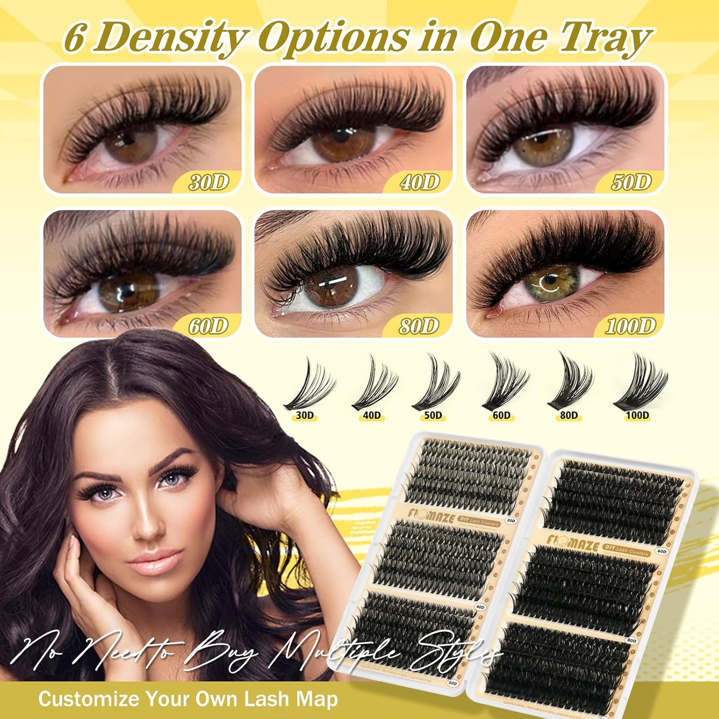 Lash Clusters - 30D to 100D Wispy Eyelash Extensions | DIY Natural Look, 8-16mm, 708 Pcs D Curl