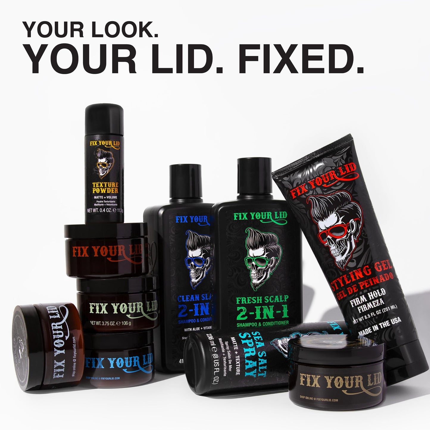 Fix Your Lid Hair Pomade for Men - Water Based Pomade Medium Hold High Shine - Easy to Wash Out - All Hair Types - 3.75 oz + 1.7 oz