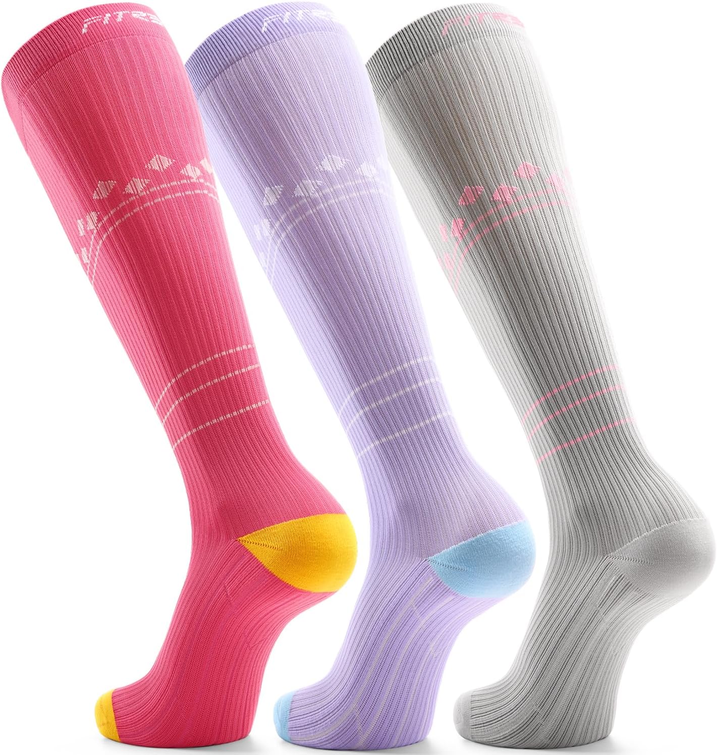 FITRELL Compression Socks for Men & Women - 20-30mmHg Circulation Support | 3 Pairs