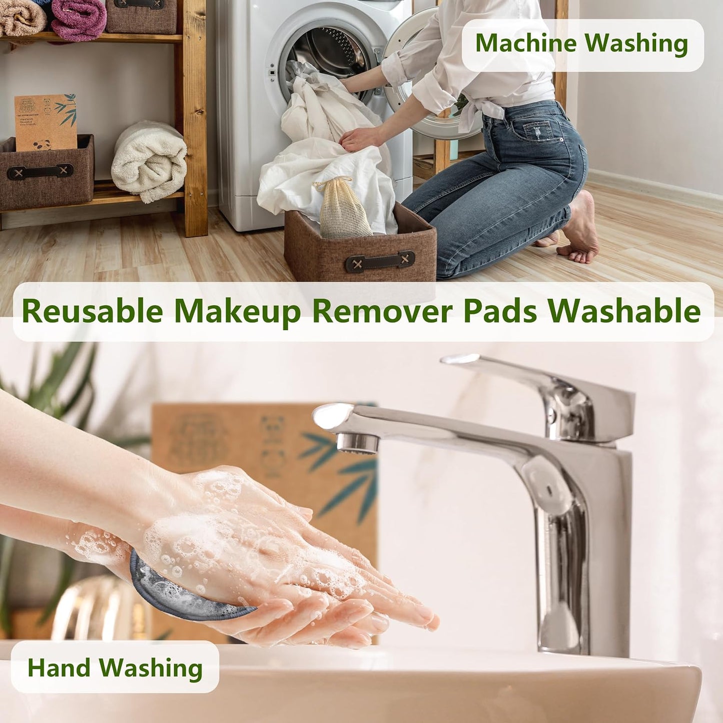 Reusable Cotton Rounds - 28 Pack with Washable Bag & Box | Eco-Friendly Makeup Remover Pads for Skincare