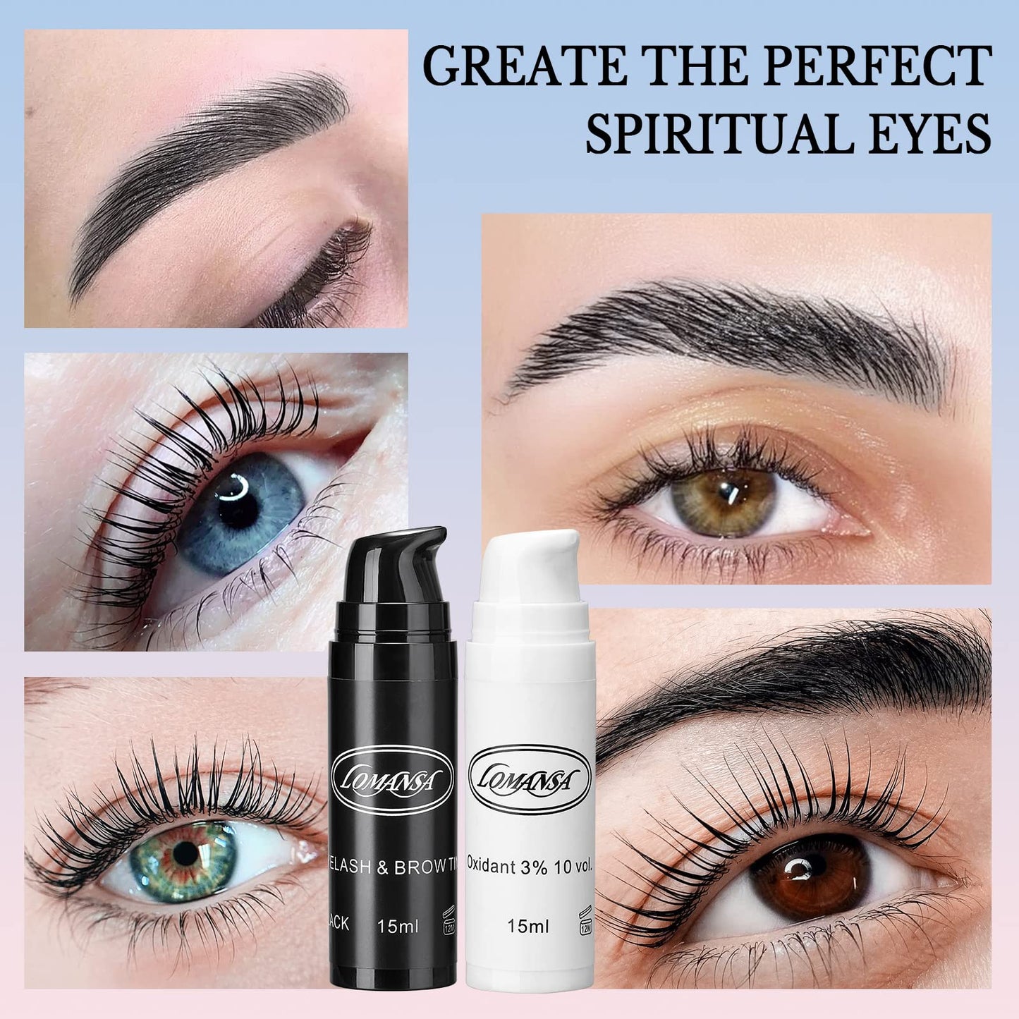Eyelash Color Kit, Lomansa Black Lash Color Kit Keratin Voluminous Coloring Natural Effects 15ml with Complete Tools for Salon