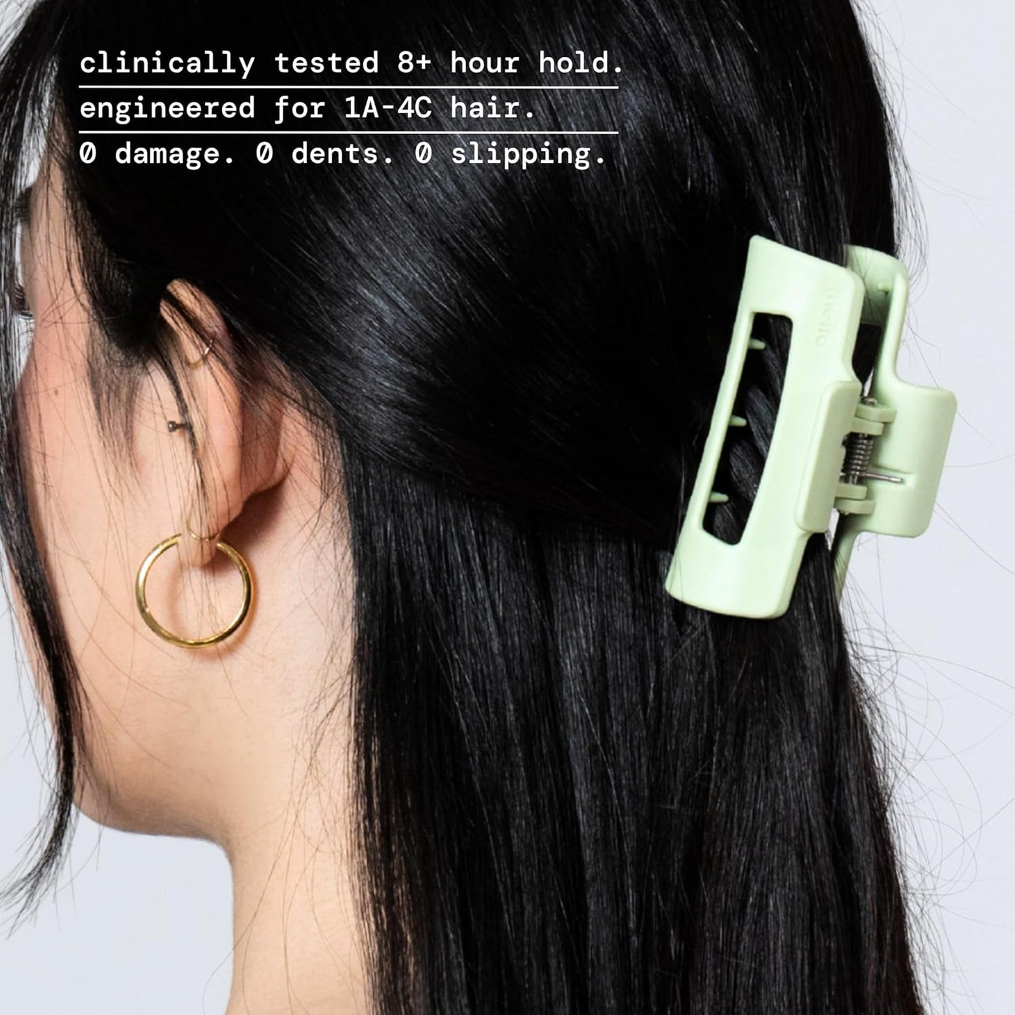 Mello Small Hair Clip - Flexible Comfort Hair Claw for Strong Hold | Durable Matte Finish (Green, Small)