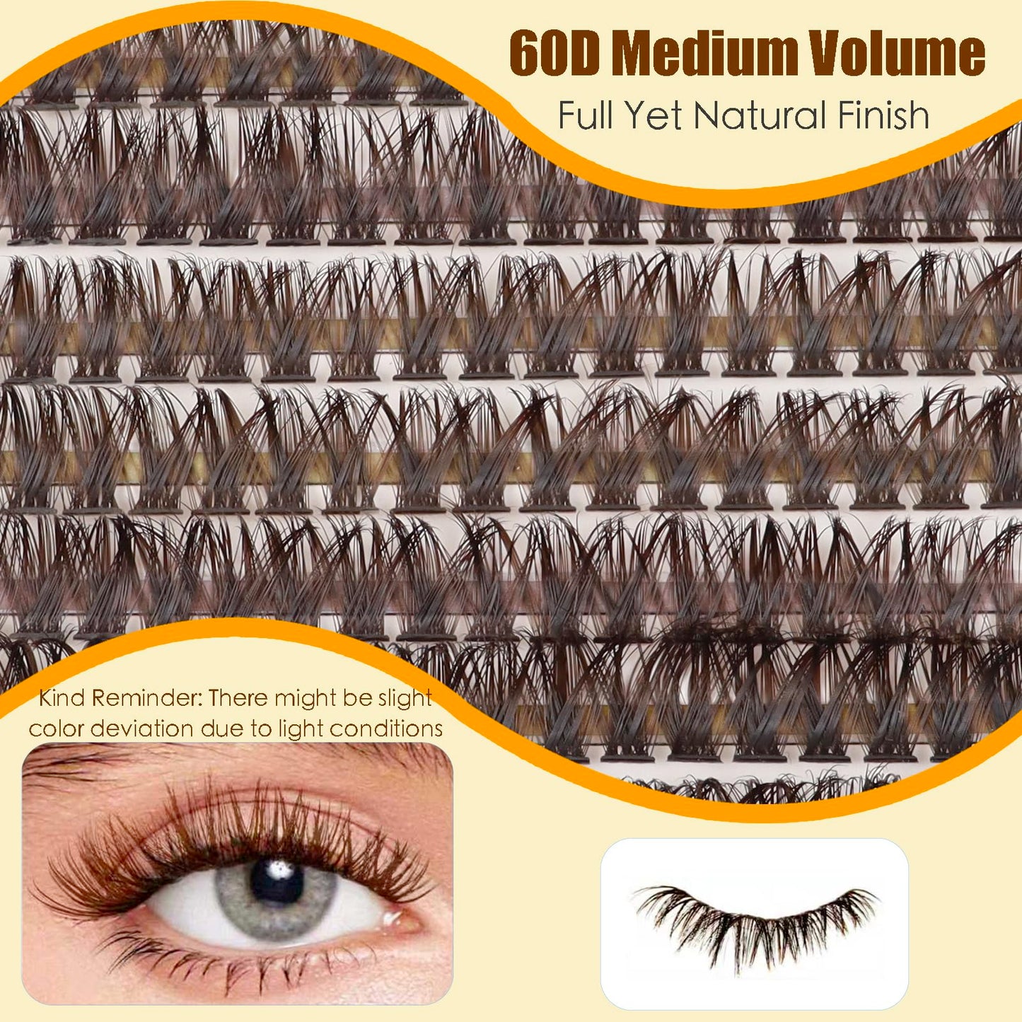 TEESTOU Dark Brown Lash Clusters 60D Medium Volume Brown Eyelash Clusters 10-16mm Wispy DIY Individual Lash Extensions D Curl for Everyday Wear 240pcs