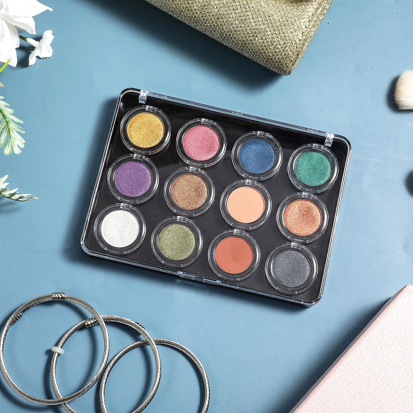 Magnetic Makeup Palette with Frosted Clear Top, 6 Pack Empty Eyeshadow Palettes depots Travel Storage Box for DIY Cosmetics Bronzer Highlights Powder (Small Palette - 5.5" x 4")