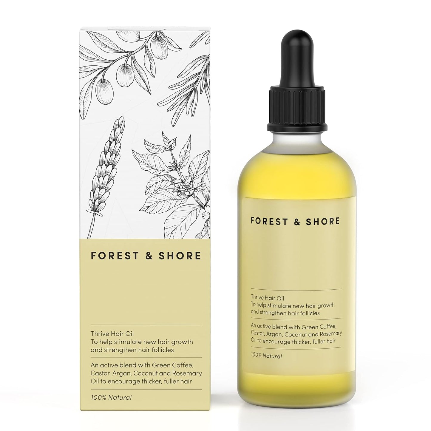 Hair Growth Oil - 100% Natural Caffeine & Biotin Serum for Damaged Hair | Argan & Rosemary Infusion
