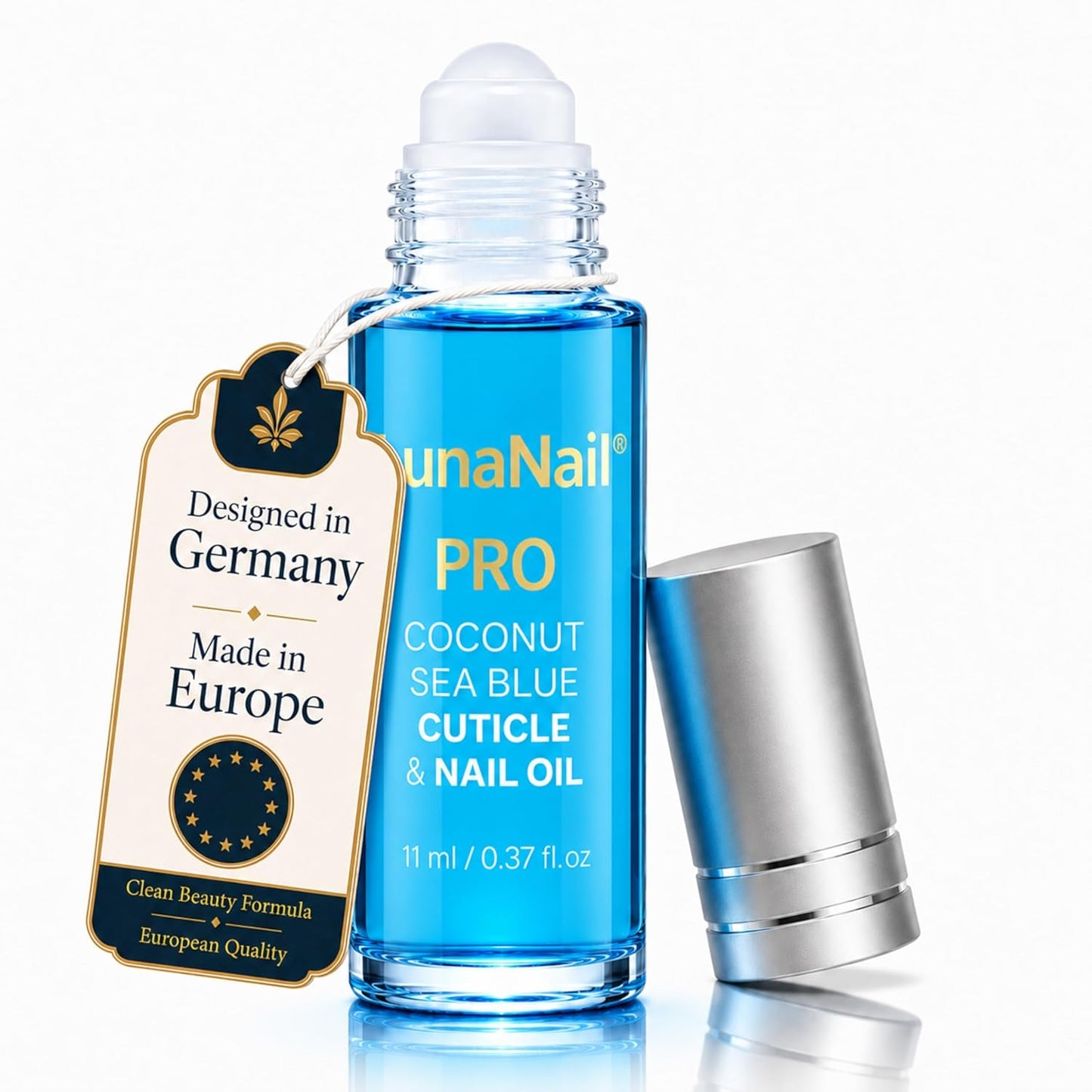 Cuticle Oil - Roll-On Nail Oil with Vitamin E & Jojoba | Hydrating Serum for Dry Cuticles - Coconut Sea Blue