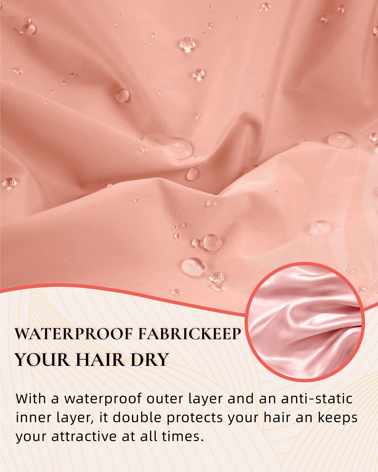 Edoneery Satin Lined Reusable Waterproof Shower Cap for Women