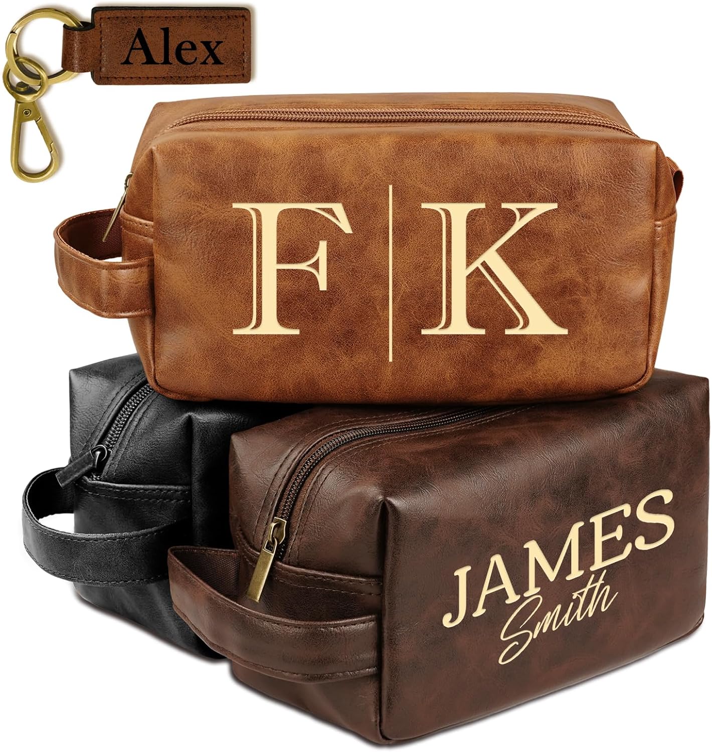 Personalized Toiletry Bag for Men - Custom Leather Travel Shaving Kit | Unique Gift for Dad, Husband, Son, or Groomsmen