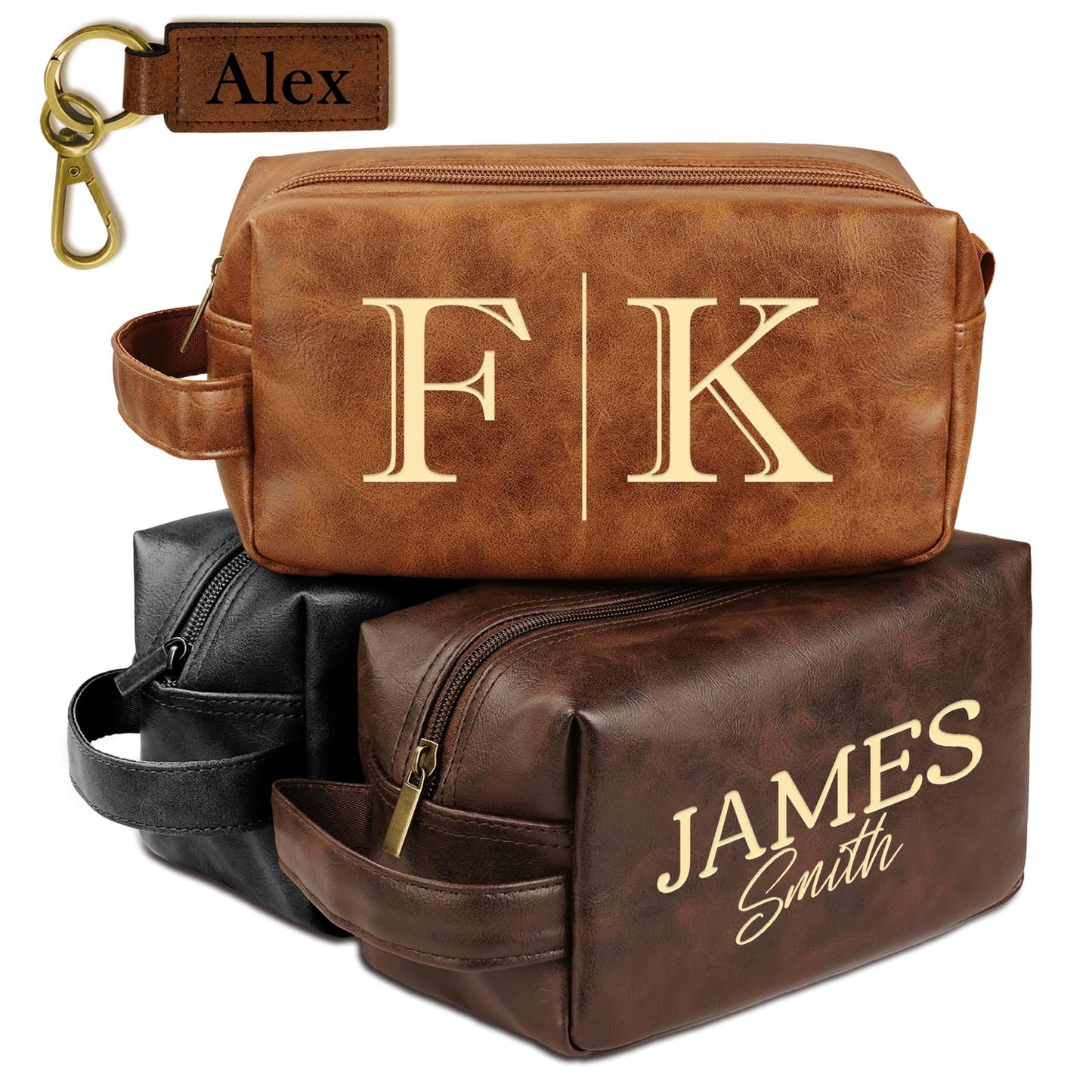 Personalized Toiletry Bag for Men, Father Day Gifts, Custom Toiletry Bag, Customized Leather Travel Shaving Kit Bag, Unique Birthday Gift for Men, Him, Husband, Son, Dad, Brother, Groomsmen, Boyfriend