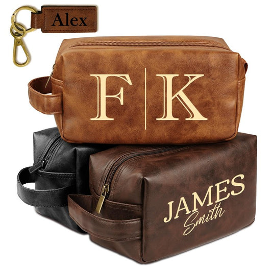 Personalized Toiletry Bag for Men, Father Day Gifts, Custom Toiletry Bag, Customized Leather Travel Shaving Kit Bag, Unique Birthday Gift for Men, Him, Husband, Son, Dad, Brother, Groomsmen, Boyfriend
