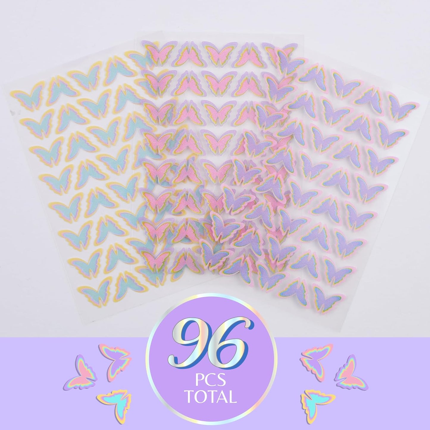 Hydrocolloid Pimple Patches - 96pc Blemish Patch Set with Salicylic Acid | Cute Butterfly Designs in Pink, Purple & Teal for Kids & Teens